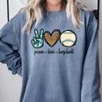 Peace Love Baseball Lover Motif For Women Pink Baseball Mom Comfort Colors Sweatshirt Denim Peace Love Baseball Lover Motif For Women Pink Baseball Mom Comfort Colors Sweatshirt Denim