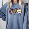 Peace Love Baseball Mom Leopard Print Cheetah Pattern Comfort Colors Sweatshirt Denim