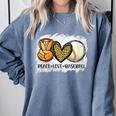 Peace Love Baseball Mom Leopard Print Mother's Day Comfort Colors Sweatshirt Denim Peace Love Baseball Mom Leopard Print Mother's Day Comfort Colors Sweatshirt Denim
