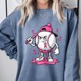 Pink Ribbon Baseball Breast Cancer Awareness Comfort Colors Sweatshirt Denim Pink Ribbon Baseball Breast Cancer Awareness Comfort Colors Sweatshirt Denim