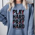 Play Hard Pray Hard Youth Boy Christian Baseball Jesus Comfort Colors Sweatshirt Denim Play Hard Pray Hard Youth Boy Christian Baseball Jesus Comfort Colors Sweatshirt Denim