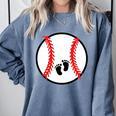 Pregnant Baseball Mom Pregnancy Announcement Baby Feet Belly Comfort Colors Sweatshirt Denim Pregnant Baseball Mom Pregnancy Announcement Baby Feet Belly Comfort Colors Sweatshirt Denim
