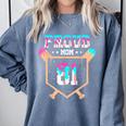 Proud Mom Baseball Player Number 81 Ice Cream Drip Comfort Colors Sweatshirt Denim
