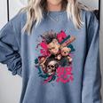Punk Girl With Anger Kanji And Baseball Bat Comfort Colors Sweatshirt Denim Punk Girl With Anger Kanji And Baseball Bat Comfort Colors Sweatshirt Denim