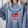 Respect The Drip Baseball American Flag Ice Cream Drip Youth Comfort Colors Sweatshirt Denim Respect The Drip Baseball American Flag Ice Cream Drip Youth Comfort Colors Sweatshirt Denim