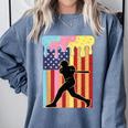 Retro Baseball Drip Boys Ice Cream Patriotic American Flag Comfort Colors Sweatshirt Denim