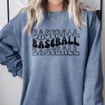 Retro Baseball Mama Groovy Baseball Mom Comfort Colors Sweatshirt Denim