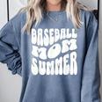 Retro Baseball Mom Summer Groovy Appreciation Comfort Colors Sweatshirt Denim