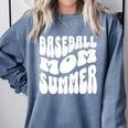 Retro Baseball Mom Summer Groovy Appreciation Premium Comfort Colors Sweatshirt Denim