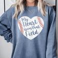 Retro My Heart Is On That Field Baseball Mom Mother's Day Comfort Colors Sweatshirt Denim Retro My Heart Is On That Field Baseball Mom Mother's Day Comfort Colors Sweatshirt Denim