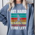 Retro Hit Hard Run Fast Turn Left Baseball Lover Comfort Colors Sweatshirt Denim