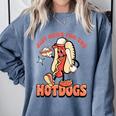 Retro Just Here For The Hotdogs Baseball Mom Sport Lover Comfort Colors Sweatshirt Denim Retro Just Here For The Hotdogs Baseball Mom Sport Lover Comfort Colors Sweatshirt Denim