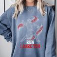 Run I Dare You Baseball Catcher Graphic Players Fans Comfort Colors Sweatshirt Denim Run I Dare You Baseball Catcher Graphic Players Fans Comfort Colors Sweatshirt Denim