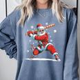 Santa Playing Baseball Christmas Candy Cane Fun Xmas Holiday Comfort Colors Sweatshirt Denim Santa Playing Baseball Christmas Candy Cane Fun Xmas Holiday Comfort Colors Sweatshirt Denim
