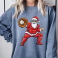 Santa Playing Baseball Baseball Lover Baseballer Xmas Comfort Colors Sweatshirt Denim