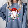 Santa Sports Christmas Baseball Player Comfort Colors Sweatshirt Denim Santa Sports Christmas Baseball Player Comfort Colors Sweatshirt Denim