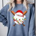 Santa Sports For Men Boys Christmas Baseball Player Comfort Colors Sweatshirt Denim