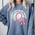 Save 2nd Base Breast Cancer Awareness Pink Ribbon Baseball Comfort Colors Sweatshirt Denim Save 2nd Base Breast Cancer Awareness Pink Ribbon Baseball Comfort Colors Sweatshirt Denim