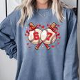 Six Seven 67 Meme Baseball Coquette Bow Valentine Comfort Colors Sweatshirt Denim Six Seven 67 Meme Baseball Coquette Bow Valentine Comfort Colors Sweatshirt Denim