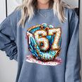 Six Seven Baseball Lifestyle 67 Meme Gen Alpha Slang Premium Tri-Blend Comfort Colors Sweatshirt Denim