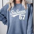 Six Seven Baseball Style Number 67 Sports Slang Meme Kids Comfort Colors Sweatshirt Denim Six Seven Baseball Style Number 67 Sports Slang Meme Kids Comfort Colors Sweatshirt Denim