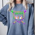 Six Seven Mardi Gras Baseball Sports Party Comfort Colors Sweatshirt Denim Six Seven Mardi Gras Baseball Sports Party Comfort Colors Sweatshirt Denim