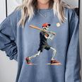 Skeleton Baseball Halloween Costume Men Boys Kids Comfort Colors Sweatshirt Denim Skeleton Baseball Halloween Costume Men Boys Kids Comfort Colors Sweatshirt Denim