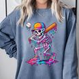 Skelton Playing Baseball Halloween Baseball Drip Boys Kids Comfort Colors Sweatshirt Denim Skelton Playing Baseball Halloween Baseball Drip Boys Kids Comfort Colors Sweatshirt Denim
