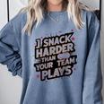 I Snack Harder Than Your Team Plays Baseball Mom Comfort Colors Sweatshirt Denim I Snack Harder Than Your Team Plays Baseball Mom Comfort Colors Sweatshirt Denim