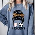 Soccer Baseball Mom Of Both Messy Bun Leopard Mother's Day Comfort Colors Sweatshirt Denim Soccer Baseball Mom Of Both Messy Bun Leopard Mother's Day Comfort Colors Sweatshirt Denim