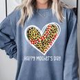 Softball Baseball Mom Valentine Leopard Heart Mother's Day Comfort Colors Sweatshirt Denim