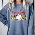 Sport Mom Leopard Mother's Day Baseball Mommy Mama Comfort Colors Sweatshirt Denim
