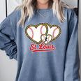 St Louis Leopard Heart Baseball Batter Boys Fan Comfort Colors Sweatshirt Denim
