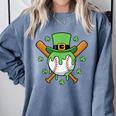 St Patricks Day Baseball Drip Ice Cream Baseball Home Plate Comfort Colors Sweatshirt Denim