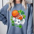 St Patricks Day Shamrock Basketball Baseball Football Soccer Comfort Colors Sweatshirt Denim