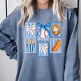 Stamps Coquette Bow Baseball Kids Youth Girls Baseball Mom Comfort Colors Sweatshirt Denim
