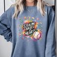 Stealing Bases And Hearts Baseball Puns Sports Comfort Colors Sweatshirt Denim Stealing Bases And Hearts Baseball Puns Sports Comfort Colors Sweatshirt Denim