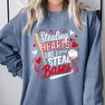 Stealing Hearts Like I Steal Bases Softball Baseball Batter Comfort Colors Sweatshirt Denim Stealing Hearts Like I Steal Bases Softball Baseball Batter Comfort Colors Sweatshirt Denim
