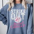 Strike Out Breast Cancer Baseball Warrior Comfort Colors Sweatshirt Denim Strike Out Breast Cancer Baseball Warrior Comfort Colors Sweatshirt Denim