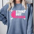 Strike Out Cancer Breast Cancer Awareness Baseball Warrior Comfort Colors Sweatshirt Denim Strike Out Cancer Breast Cancer Awareness Baseball Warrior Comfort Colors Sweatshirt Denim