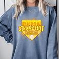 Strike Out Childhood Cancer Boys Baseball Drip Gold Ribbon Comfort Colors Sweatshirt Denim