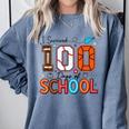 I Survived 100 Days Baseball Football Basketball School Kids Comfort Colors Sweatshirt Denim I Survived 100 Days Baseball Football Basketball School Kids Comfort Colors Sweatshirt Denim