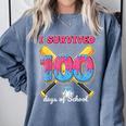 I Survived 100 Days Of School Baseball Cream Drip Boys Comfort Colors Sweatshirt Denim