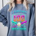 I Survived 100 Days Of School Baseball Drip Comfort Colors Sweatshirt Denim I Survived 100 Days Of School Baseball Drip Comfort Colors Sweatshirt Denim