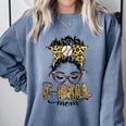 T Ball Mom Messy Bun Leopard Baseball Mom Leopard Comfort Colors Sweatshirt Denim