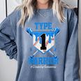 T1D Warrior Baseball Drip Diabetes Awareness Blue Ribbon Comfort Colors Sweatshirt Denim