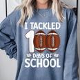 I Tackled 100 Days Of School Baseball Player Kids Teacher Comfort Colors Sweatshirt Denim I Tackled 100 Days Of School Baseball Player Kids Teacher Comfort Colors Sweatshirt Denim