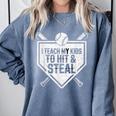 I Teach My Kids To Hit & Steal Baseball Player Coach Dad Tee Comfort Colors Sweatshirt Denim I Teach My Kids To Hit & Steal Baseball Player Coach Dad Tee Comfort Colors Sweatshirt Denim