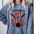 I Teach Kids To Hit And Steal Baseball Softball Coach Premium Tri-Blend Comfort Colors Sweatshirt Denim I Teach Kids To Hit And Steal Baseball Softball Coach Premium Tri-Blend Comfort Colors Sweatshirt Denim