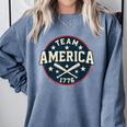Team America 1776 4th Of July Patriotic Baseball Comfort Colors Sweatshirt Denim Team America 1776 4th Of July Patriotic Baseball Comfort Colors Sweatshirt Denim